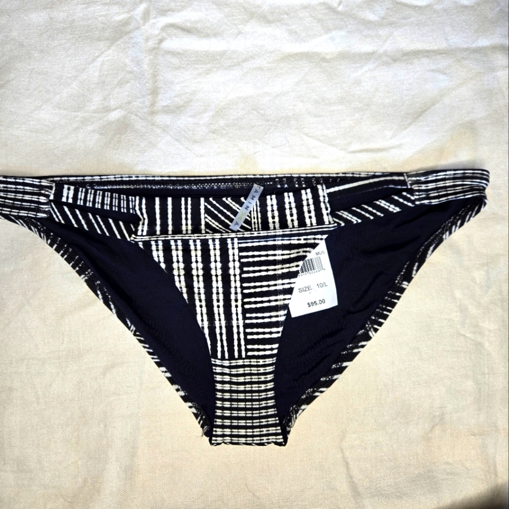 Vitamin A black and White Striped Bikini Bottom